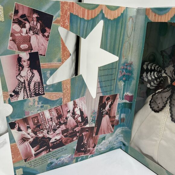 Gone With The Wind Scarlet O' Hara Barbie DOLL White & Black DRESS NRFB - Picture 3 of 7